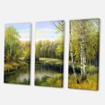 thumbnail image 3 of Designart ' The River In Silent Green Nature Through Birches ' Traditional Canvas Wall Art Print, 3 of 3