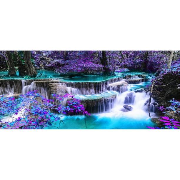 Lleno Diamantes Serie Paisaje Cascada Montaña Resina Cuadrada 90 * 40 CM NF0194 24 Colores