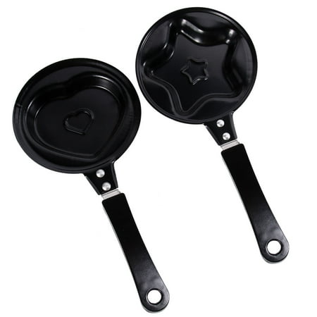 

2 Pcs Mini Omelette Pan Nonstick Breakfast Pan Cartoon Egg Frying Pan Mini Cooking Pan for Fried Eggs and Making Pancake (Mixed Styles Star Shape and Heart Shape)