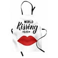 thumbnail image 1 of Kissing Apron, Valentines Day Romantic Lettering and Reddish Lip Demonstration, Unisex Kitchen Bib with Adjustable Neck for Cooking Gardening, Adult Size, Charcoal Grey and Vermilion, by Ambesonne, 1 of 4
