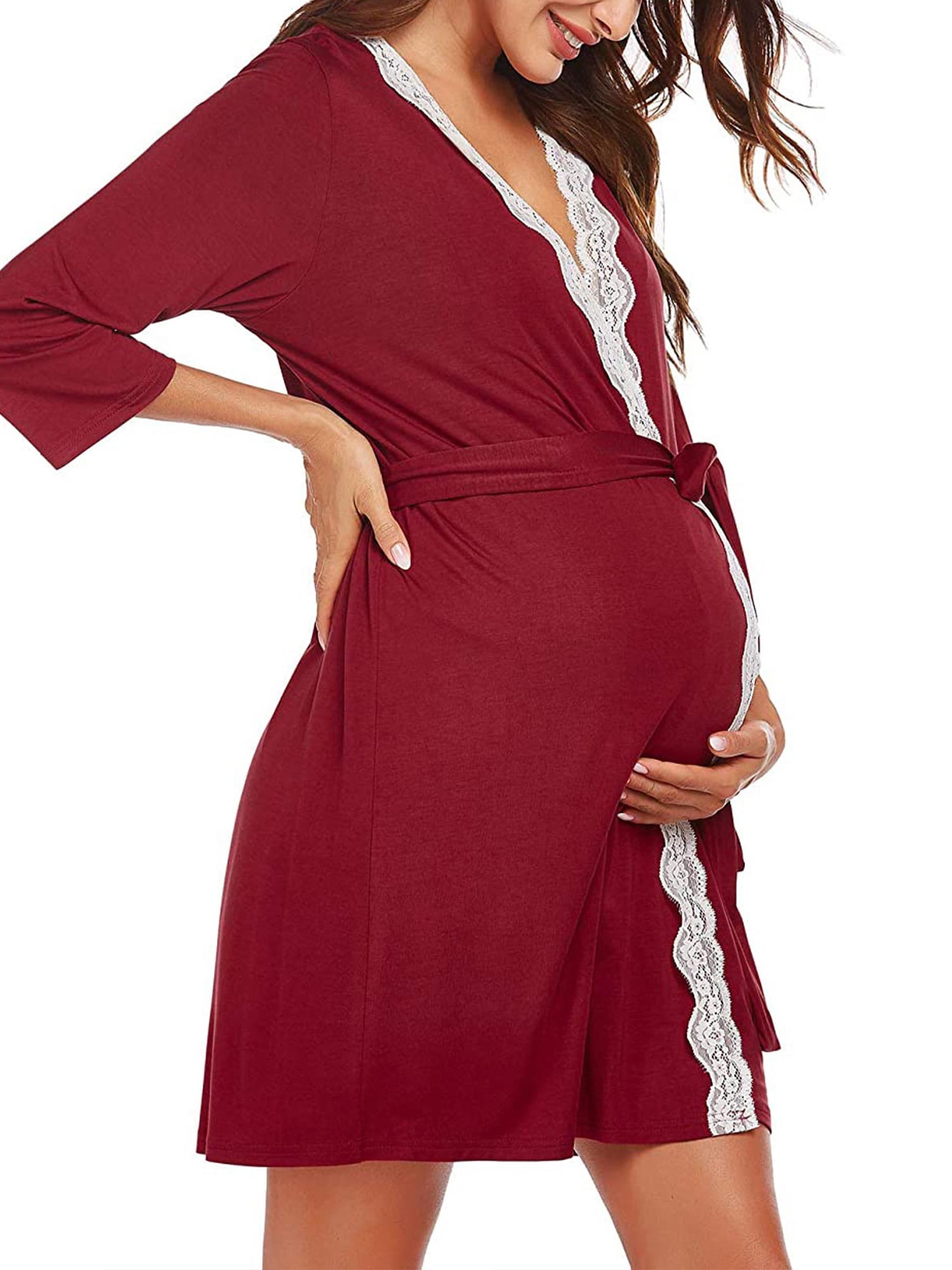PALACLOTH Maternity Nightgowns Breastfeeding Gown Long Sleeve