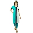 thumbnail image 3 of Bimba Straight Kurti With Contrast Pannel Pattern Rayon Casual Tunic With Pockets, 3 of 9