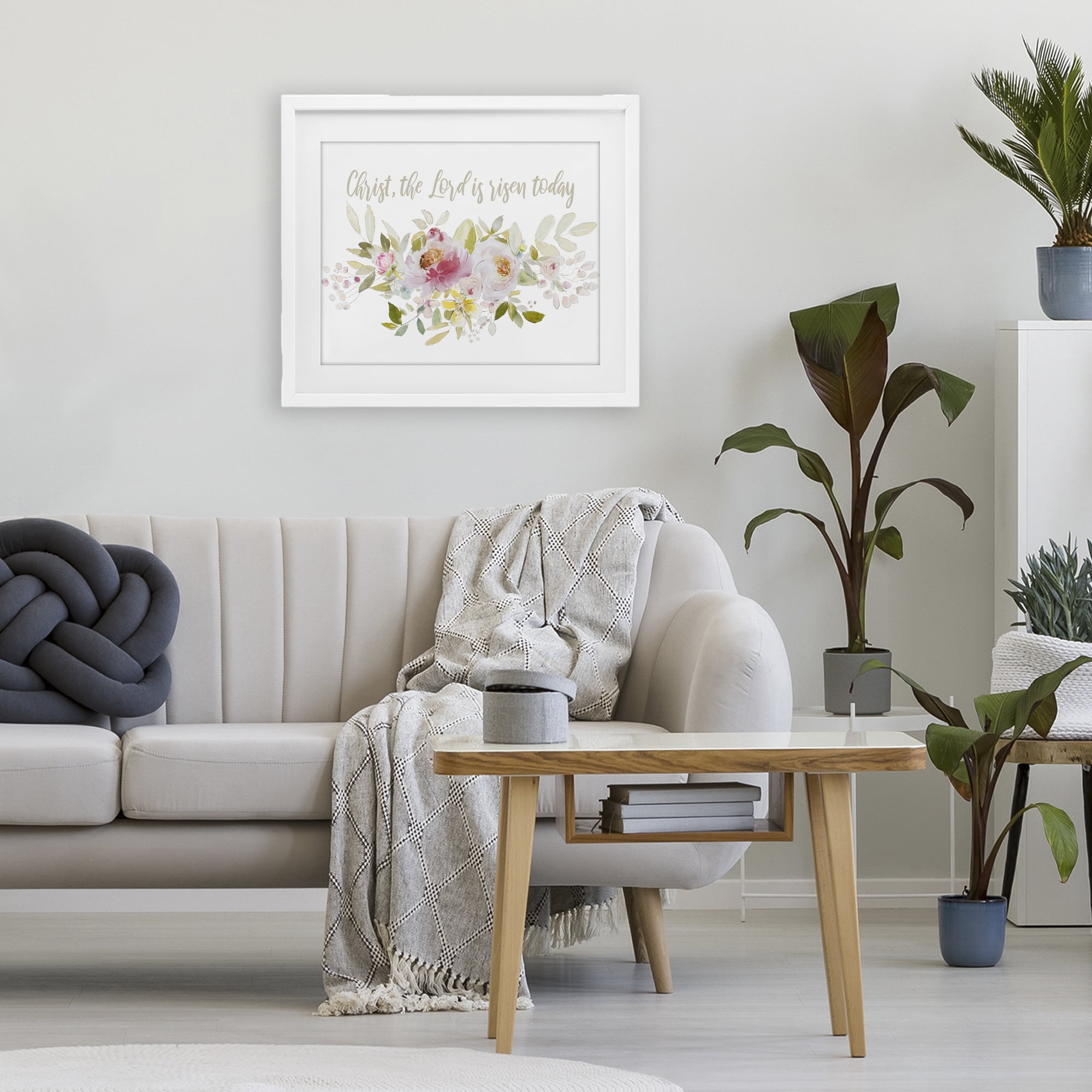Stupell Industries The Lord Is Risen Florals White Framed Print Under Glass, design by Patricia Pinto