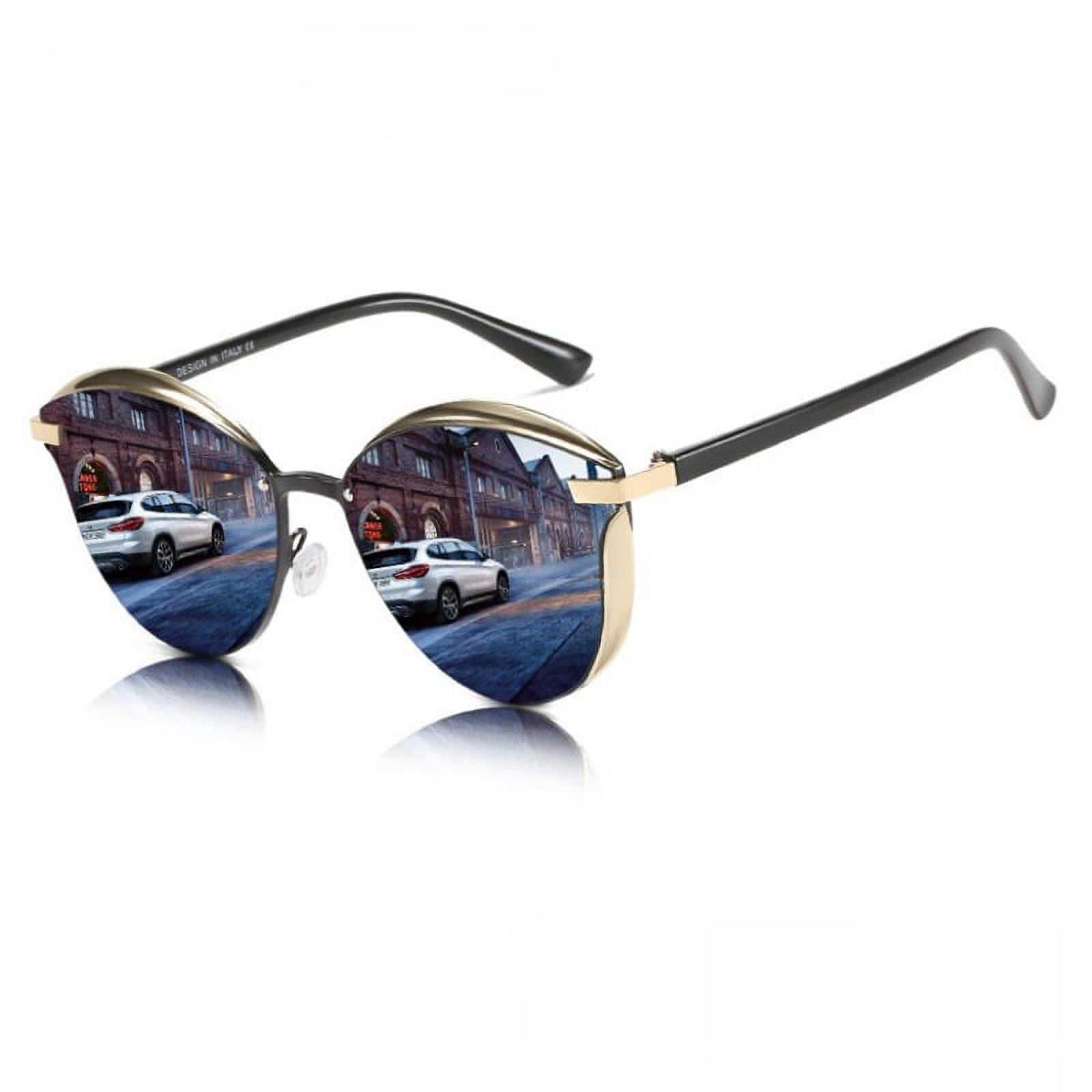 KKTREE Serenade Cat-Eye Polarized Sunglasses, Retro UV400 Protection, Golden Metal Frame