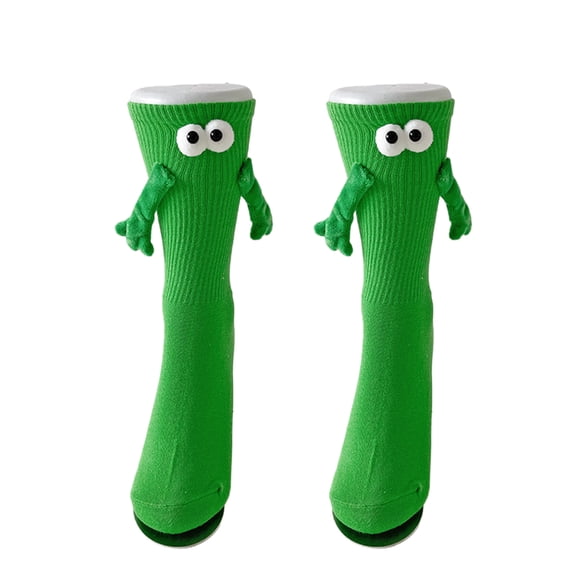 Xinwanna Magnetic Hand Holding Socks Novelty Couple Socks Funny Matching Socks Gifts for Men Women Best Friends (Green,One Size)