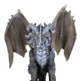 thumbnail image 6 of Large Medieval Sentry Abraxas Black Dragon Standing On Stump Rock Statue 9.25"H, 6 of 9