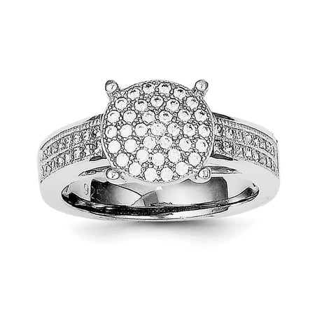 Sterling Silver Polished Micro Pav? CZ Center Circle Ring QR4229