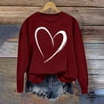 thumbnail image 2 of Jinhomg Womens Heart Print Sweatshirts Fall Lightweight Cozy Long Sleeve Crewneck Sweatshirt Valentines Day Casual Pullover Tops Wine XXL, 2 of 7