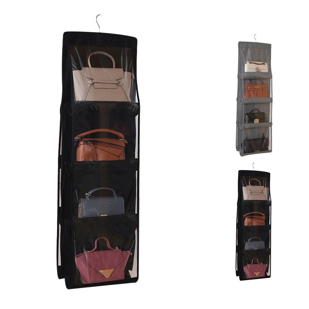 WOWCASE Hanging Purse Handbag Organizer Wardrobe Closet Organizer Nonwoven  10 Pockets Hanging Closet Storage Bag (Grey)