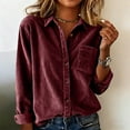 thumbnail image 2 of Corduroy Jacket Women Sevevn Womens Corduroy Shirts Casual Long Sleeve Button Down Blouses Top With Pocket, 2 of 7