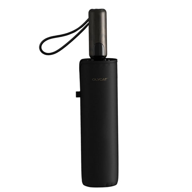 Paraguas de viaje plegable, elegante, resistente, ligero, impermeable, de fácil agarre. Negro