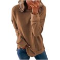 thumbnail image 1 of EIMELI Femmes Couleur Bloc Imprimé Sweatshirts Pull Col Rond Chemises Manches Longues Boluse Tops Côté Split 2022 Vêtements d'Hiver à la Mode, 1 of 3