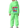thumbnail image 3 of Kids Outfits Set 6 7 Six Seven Letter Outfits Set Comfortable Girls Fashion Hoodie And Jogger Cute Printed Pullover Tracksuit For Kids And Daily Wear Green 150(10-11 Years), 3 of 9