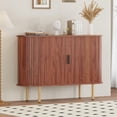 thumbnail image 5 of PYY Mid-Century Modern Walnut Sideboard Buffet Cabinet 47" – Sliding Doors, Adjustable Shelves, Freestanding Storage Console Table – Living Room, Dining Room, Entryway and Home Office – Brown, 5 of 8