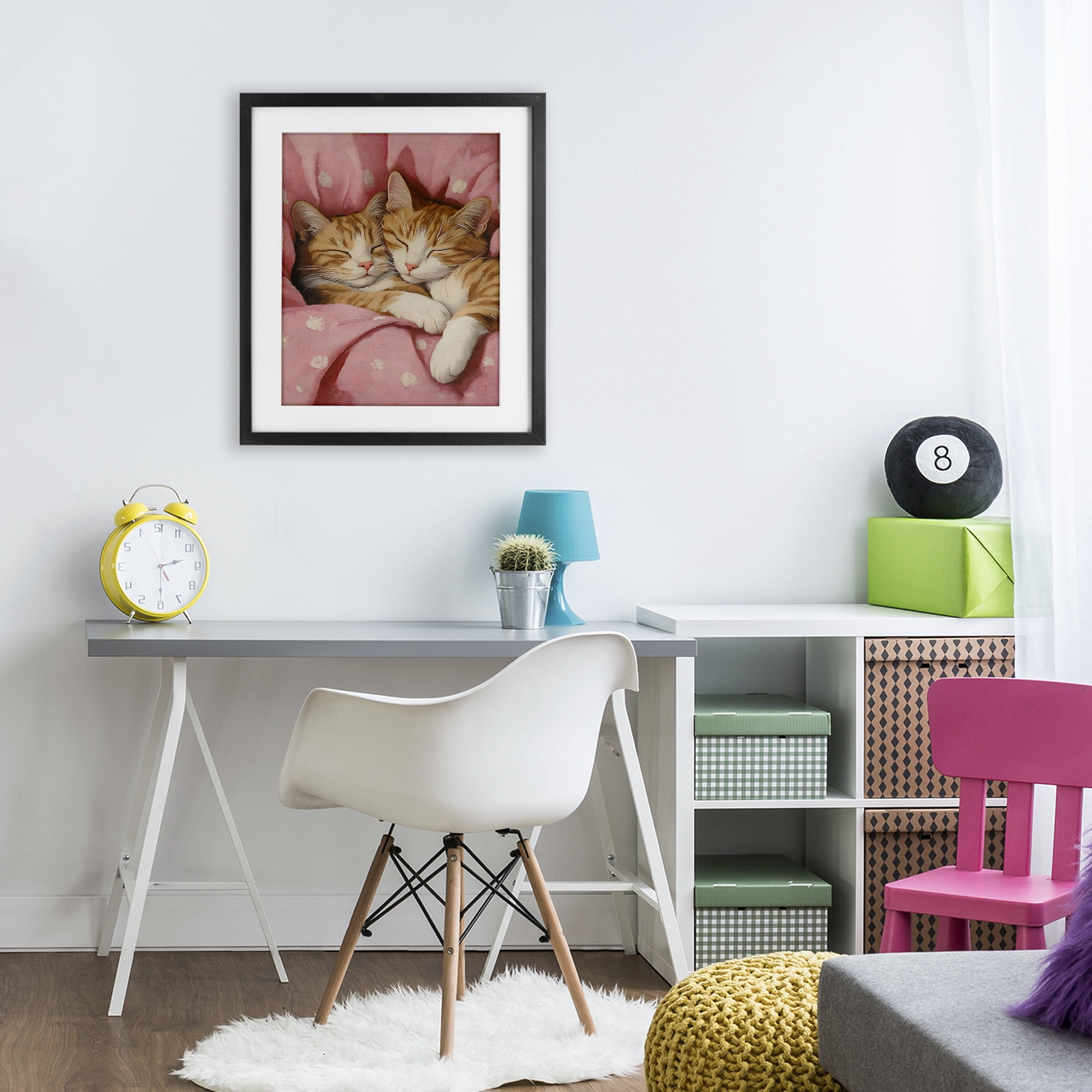 Stupell Industries Sleeping Orange Cats Embrace Black Framed Print Under Glass, design by The Prints Vibe