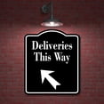 thumbnail image 2 of Deliveries This Way 45 Degree Up Left Arrow BLACK Aluminum Composite Sign, 2 of 5