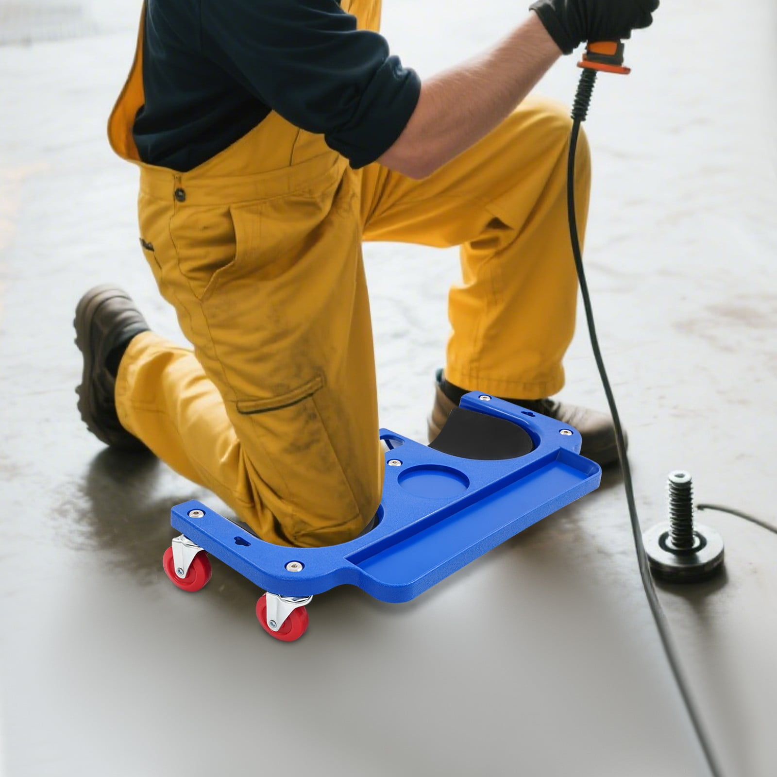 DENEST Kneeling Board with Wheels, Blue, Rolling Knee Pad/Creeper, Tire Repair Tool