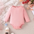 thumbnail image 2 of Sngxgn Solid Short Sleeve Baby Girl Bodysuits Cotton Cartoon Baby Clothes Soft Outfits(Pink,18), 2 of 6
