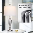 thumbnail image 3 of Cinkeda Table Lamps Set of 2 for Bedroom Living Room 27" Tall Silver Industrial Bedside Lamp with USB +C Charging Ports Modern 3-Way Dimmable Touch Control Nightstand Lamp, 3 of 6