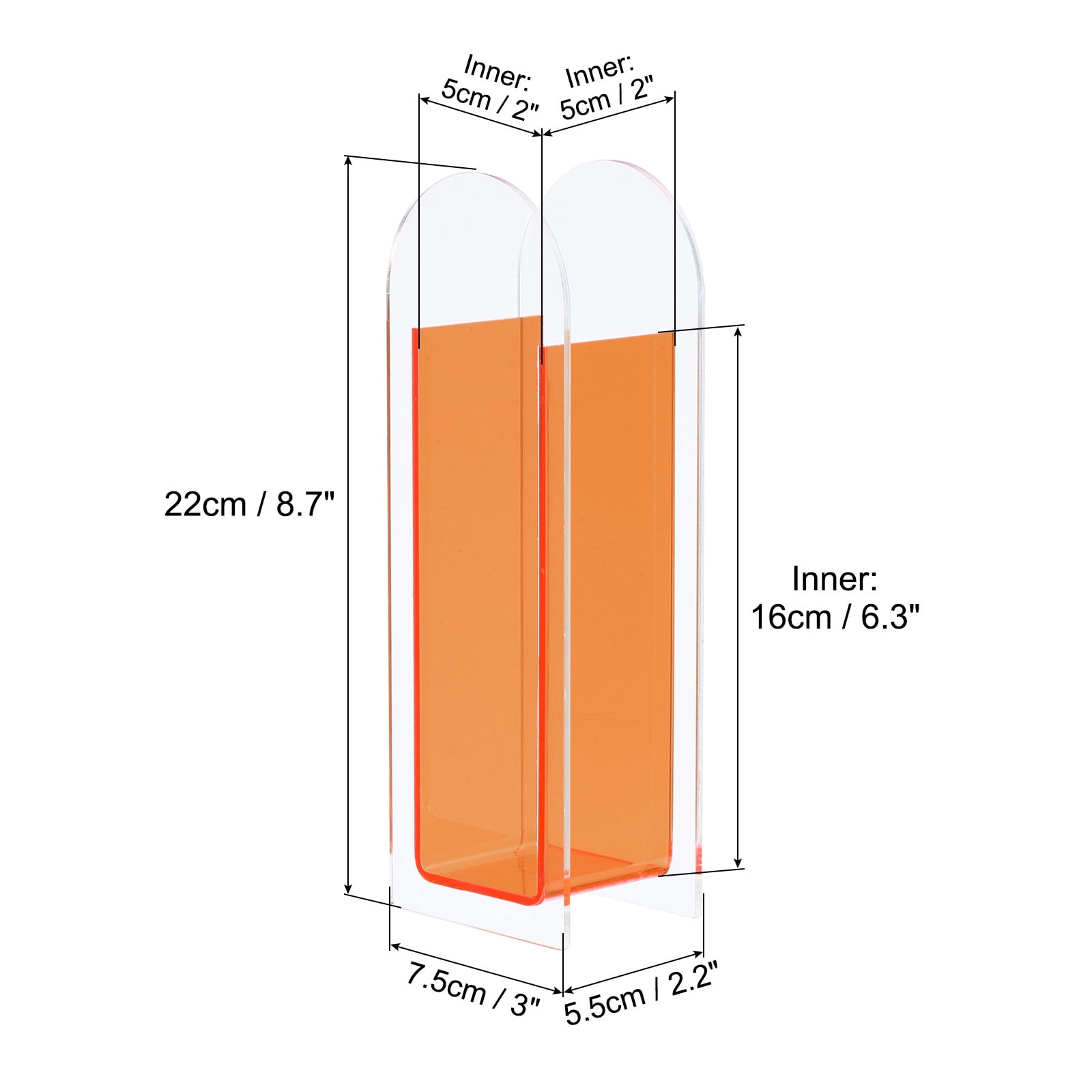 Unique Bargains Arch Acrylic Floral Vase Clear Geometric Table Centerpiece Decorative Vase Orange