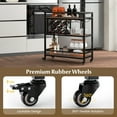 thumbnail image 4 of Giantex 3-Tier Bar Cart, Industrial Serving Cart w/Wine Racks & Glass Holders, Kitchen Rolling Cart, Brown, 4 of 8