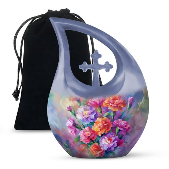 MUKTIVE Flower Large Cremation Urn for Ashes for Women - Decorative Funeral Urn for Ashes Adult Male & Female - Memorial Urns for Burial - Decorative Urns - 10 Inch