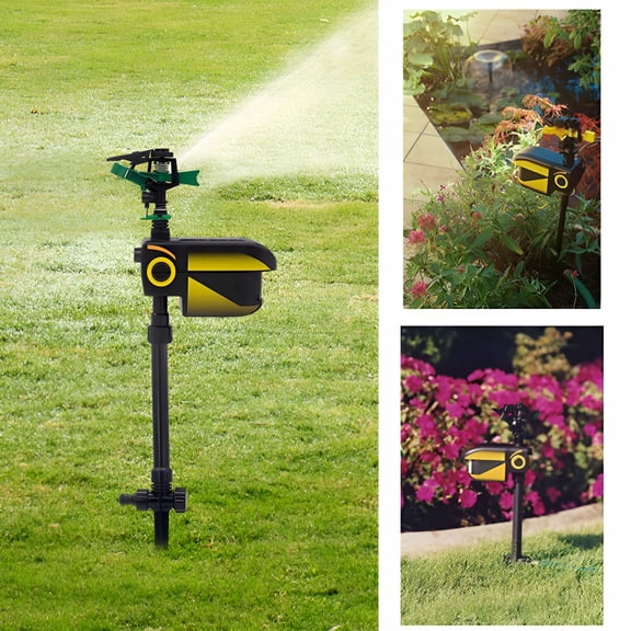 HIBIBUD Solar Animal Repellent Sprinkler with Motion Detection,120° Induction,30ft Range,Adjustable Spray Times,Eco-Friendly and Cost-Efficient for Yard and Garden