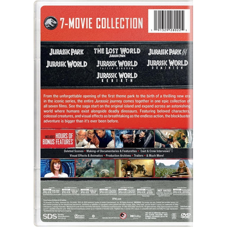 SDS Jurassic World 7-Movie Collection DVD, Action Adventure Sci-Fi