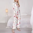 thumbnail image 3 of Yiaed Red coral and scallop seashell Print Pajamas Women's Long Sleeve Sleepwear Soft Button Down Loungewear Pjs Lounge Set Nightwear Womens Pajama Pants-X-Large, 3 of 7