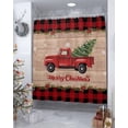 thumbnail image 4 of Christmas Truck Bathroom Shower Curtains with Hooks, Pine Tree Snow Wooden Plaid Merry Christmas Waterproof Fabric Washable Shower Curtain for Home Hotel Bathtub Decor 72x72 Inches, 4 of 7