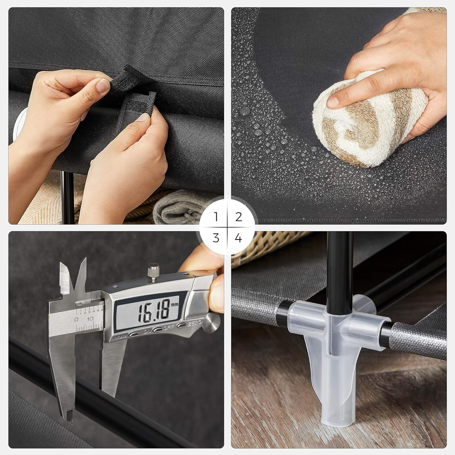 Songmics Home Organisateur de placard pliable - 59 x 17.7 x 69 pouces 9-compartiments avec couverture en tissu pour le rangement dans la chambre à coucher, noir d'encre