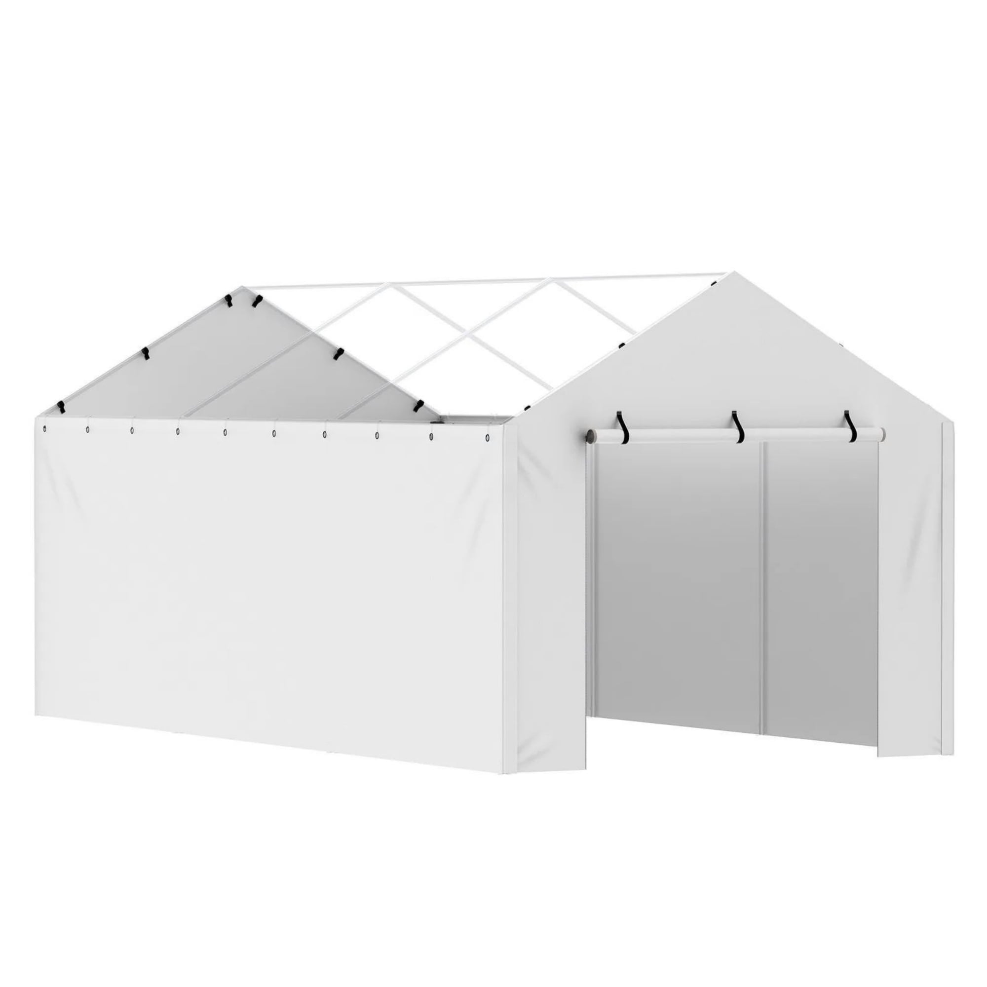 10 x 20 ft Carport Replacement Side Wall, Heavy-Duty Waterproof & UV-Protected Garage Tent Tarp with Ball Bungees (Top & Frame Not Included)