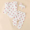 thumbnail image 5 of 12-18 Months Infant Baby Toddler Girls Fall Winter Outfit 3 6 12 18 Months Long Sleeve Romper with Flower Print Belted Pants and Headband Clothing Set,White, 5 of 6