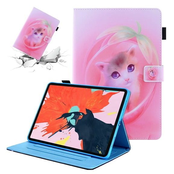 TECH CIRCLE iPad 10th Generation Case iPad 10.9 Inch Case 2022, PU Leather Stand Wallet Smart Flip Multiple Viewing Angles Cover with Auto Sleep Wake Feature Protective Case, Pink Cat