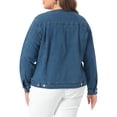 thumbnail image 3 of Agnes Orinda Women's Plus Size Denim Jacket Button Down Anorak Utility Casual Cargo Jackets with Pockets 2025 Outfits 4X Blue, 3 of 6