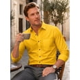 thumbnail image 4 of Men's Yellow Dress Shirts Long Sleeve Button Down Shirt Casual Formal Business Tops with Pocket L, 4 of 7
