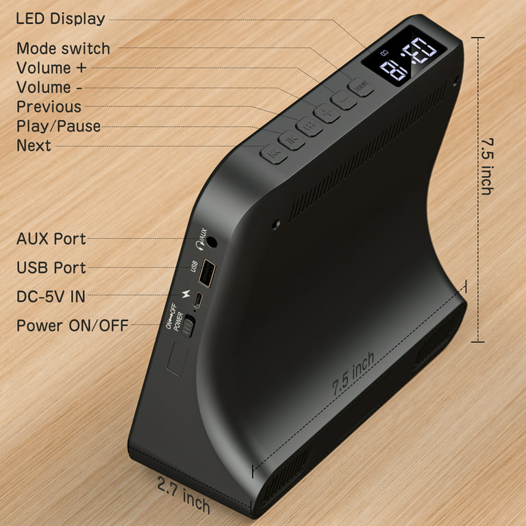 Qoosea Lecteur CD Portable Bluetooth 1500mAh Rechargeable Lecteur