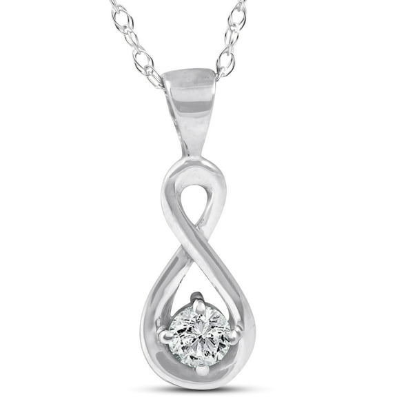 Pompeii 1/10Ct Diamond Solitaire Knot Pendant 10k White Gold Womens Necklace (G/H,I1-I2)