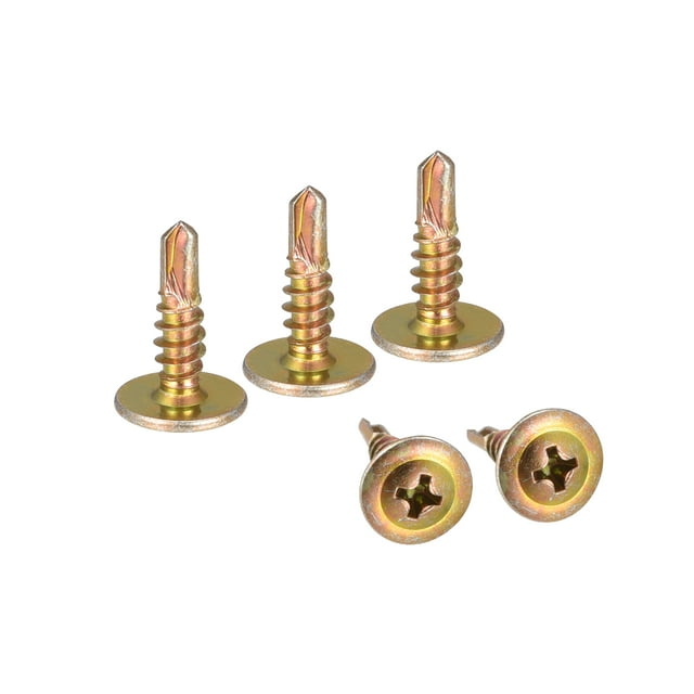 Unique Bargains #8 x 1/2' Carbon Steel Phillips Head Self Tapping Screws Gold Tone 100 Pack