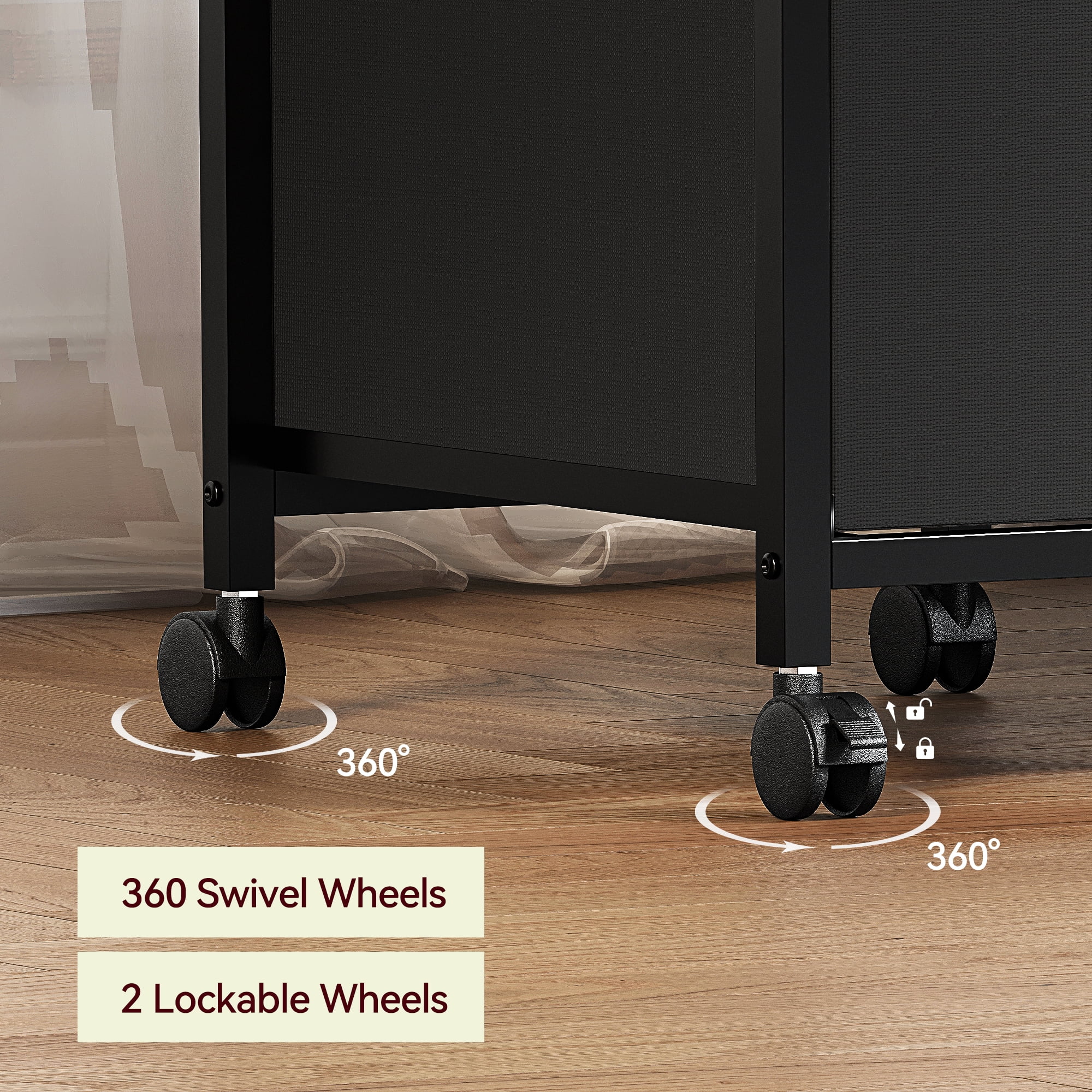 Yesfashion 4 Drawers Mobile Rolling Printer Stand File Cabinet for Home Office, Black