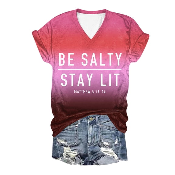 NJGRAE Crop Tops for Women Plus Size Women Blouses Womens Casual Fashion Printed V Neck Short Sleeve Pullover T Shirt Tshirts Shirts for Women S