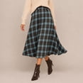 thumbnail image 3 of IUYRTFE Women Plaid Skirt, Polycotton Loose Fit A-Line High Waist Long Skirt for Daily Wear, 3 of 8
