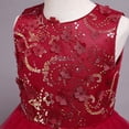 thumbnail image 4 of EGNMCR Vêtements pour Bébé Fille Robe Enfants Robe Sans Manches Princesse Nœud Papillon Dentelle Fleurs Robe en Tulle Robe Capitonnée, 4 of 6