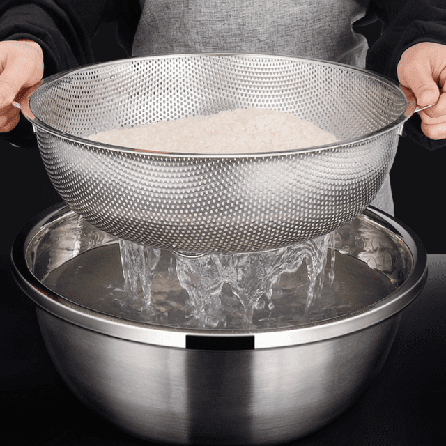 Colador de Acero Inoxidable Funcional - Colador con Agujeros Uniformes, Rápidamente, Limpieza - estaurante, Hotel, Cocina 38cm Soledad Colador de malla de acero inoxidable