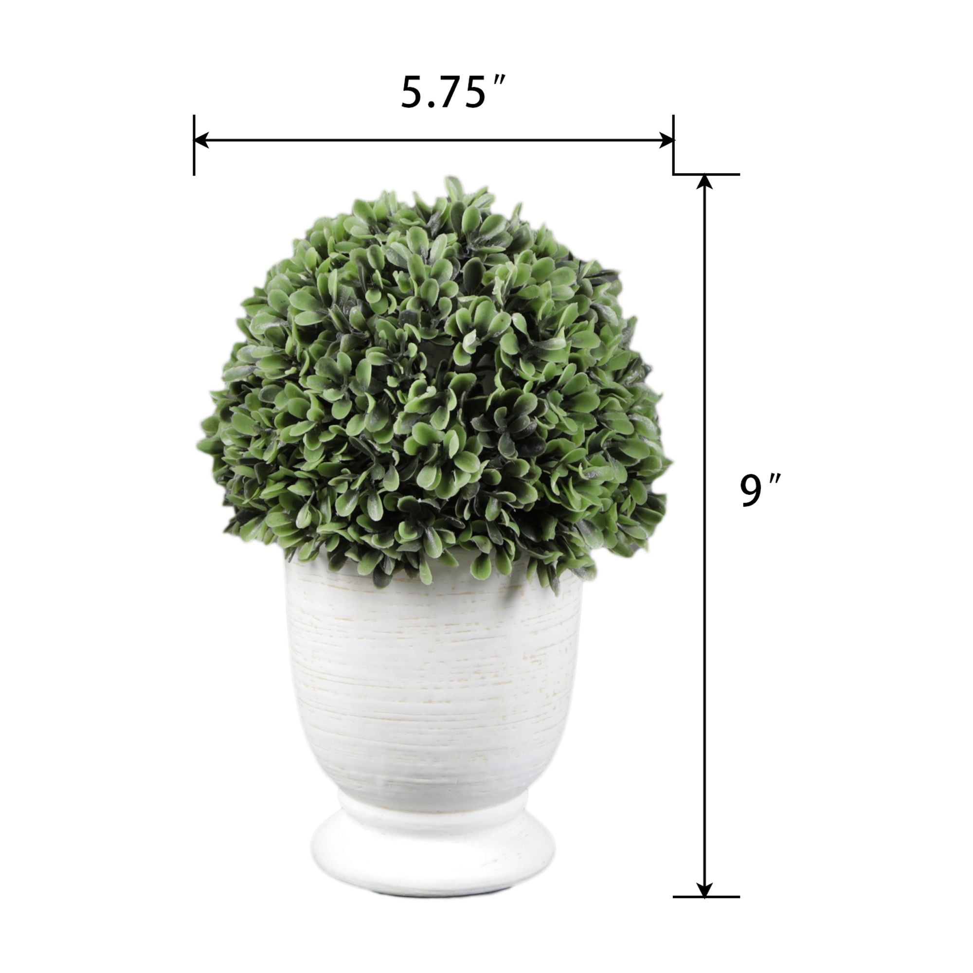 Better Homes & Gardens 9” Artificial Boxwood Tree in White Ceramic Pot for Tabletops- 1 lbs