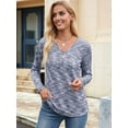 thumbnail image 5 of Womens Waffle Knit Tops V Neck Long Sleeve Shirts Dresy Casual Blouses Fall Outfits 2025, 5 of 8