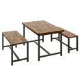 thumbnail image 1 of Kojooin 3 Piece Dining Table Set for 4, Kitchen Table with 2 Benches, Rectangular Rustic Small Space Furniture for Apartment or Studio, 1 of 8