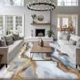 thumbnail image 3 of 5'x8' Area Rugs, Modern White Gold Indoor Outdoor Area Rug for Living Room Bedroom, Abstract Geometric Marble Printed Washable Bathroom Rugs Kitchen Floor Carpet Mats Home Decor Aesthetic, 3 of 8