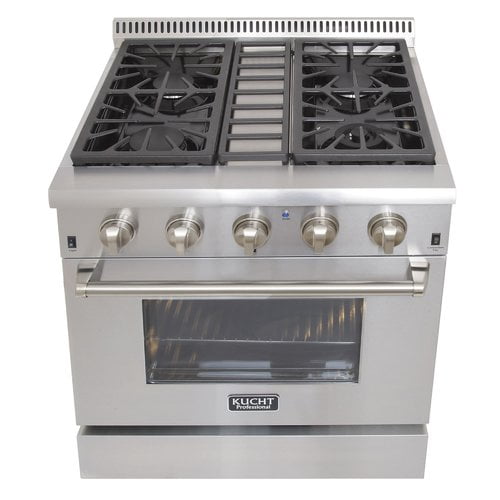 KUCHT Professional 30 in. 4.2 cu. ft. Dual Fuel Range for Natural Gas with Sealed Burners and Convection Oven in Stainless Steel with Classic Silver Knobs