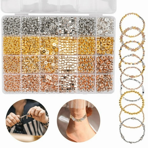Wekvgz beads for bracelets Bracelet Spacer Beads Bracelet Making Kit 3820pcs Spacer Beads for Jewelry Making Assorted Bracelet Spacer Beads Silver Loose Spacer Beads for DIY Bracelet